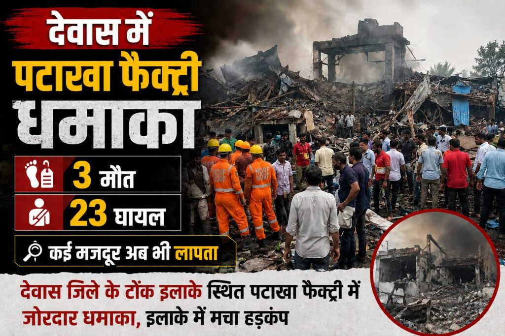 देवास में पटाखा फैक्ट्री में धमाका तीन मौत , तेईस घायल, कई मजदूर अब भी लापता!