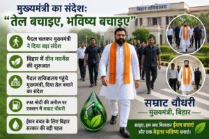 तेल बचाइए  भविष्य बचाइए  सम्राट चौधरी का अनोखे अंदाज़ में जनता को संदेश