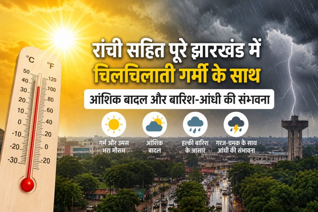झारखंड में आज भी गर्मी का सितम बरकरार, रांची समेत कई जिलों में आंशिक बादल और बारिश के आसार