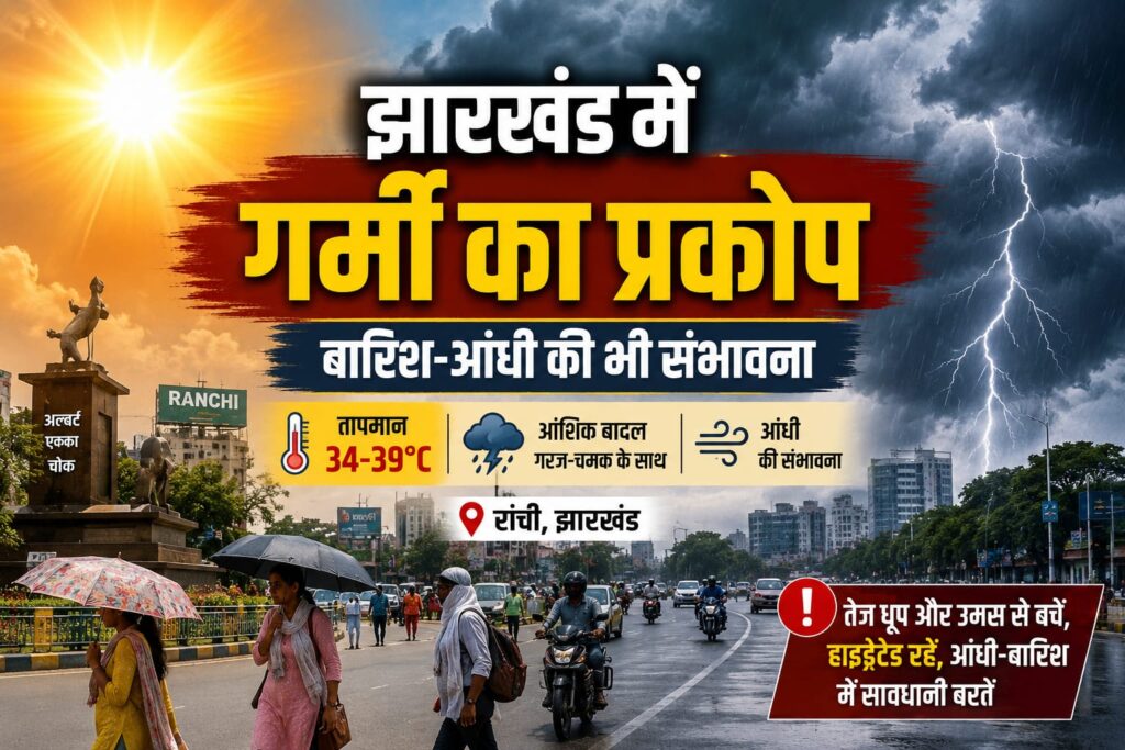 राजधानी रांची समेत पूरे झारखंड में आज गर्मी और उमस का असर, कई जिलों में बारिश और आंधी की संभावना