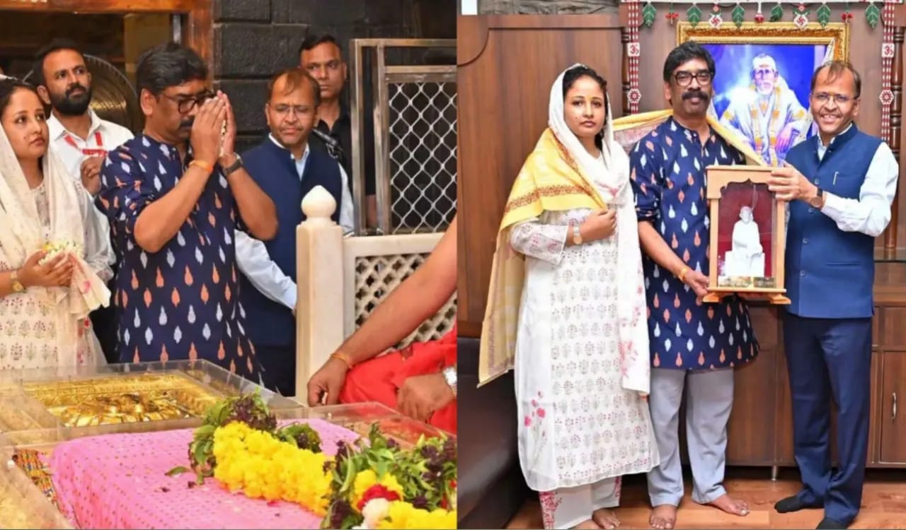 शिर्डी पहुंचे सीएम हेमंत सोरेन साईं बाबा के दरबार में टेका माथा झारखंड की खुशहाली और विकास के लिए मांगा आशीर्वाद…