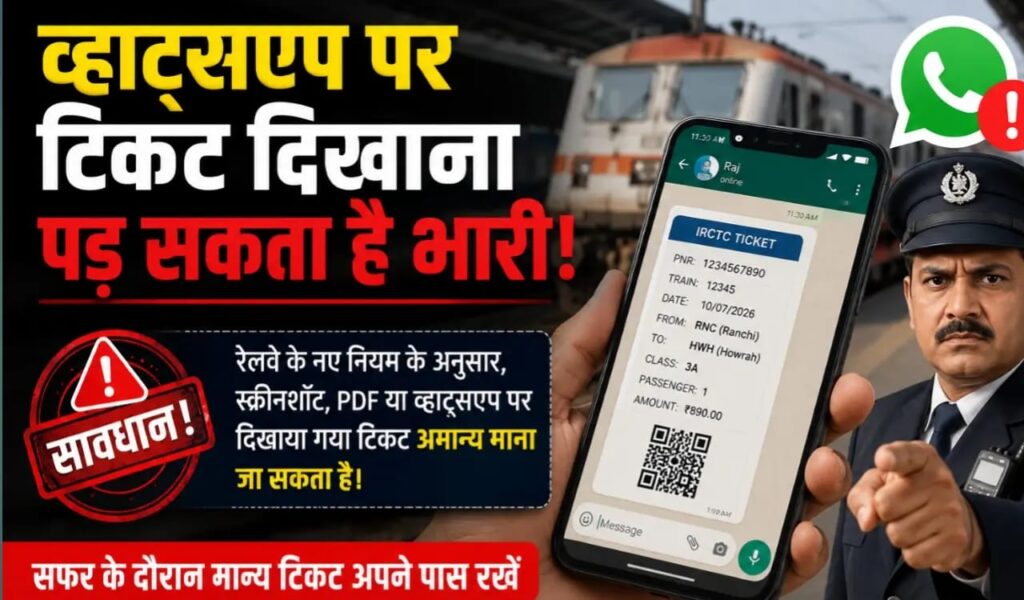 व्हाट्सप्प पर टिकट दिखाना पड़ सकता है भारी रेलवे ने बदले डिजिटल अनारक्षित टिकट के नियम,जानिए क्या है नया नियम